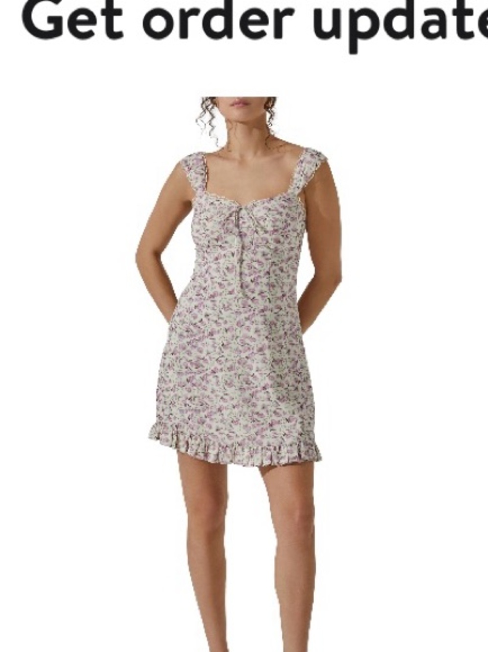 Astr Floral Ruffle-Trim Mini Dress in White and Pink